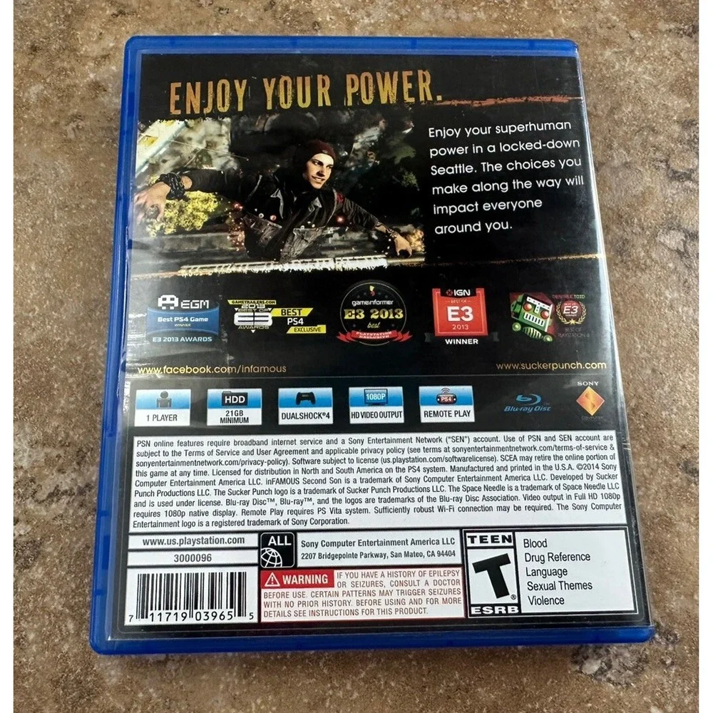 Infamous Second Son Limited Edition 2014 Sony PlayStation 4 Ps4 No Manuel